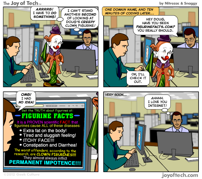 The Joy of Tech comic, The Internet's got your back.