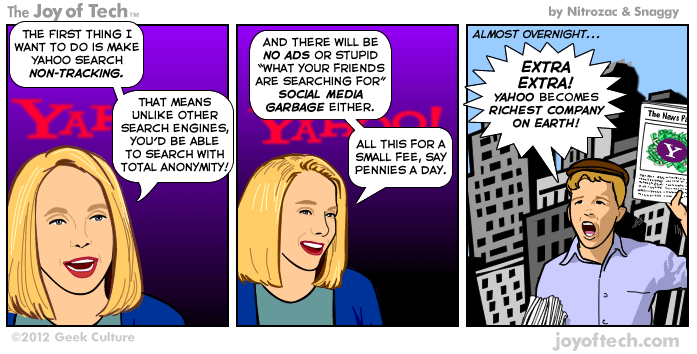 The Joy of Tech comic, How Marissa Mayer could save Yahoo!