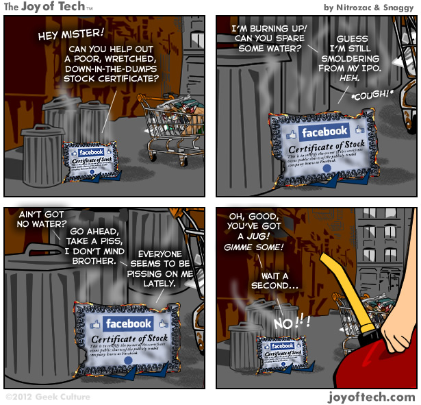 The Joy of Tech comic, Poor wretched Facebook stock.