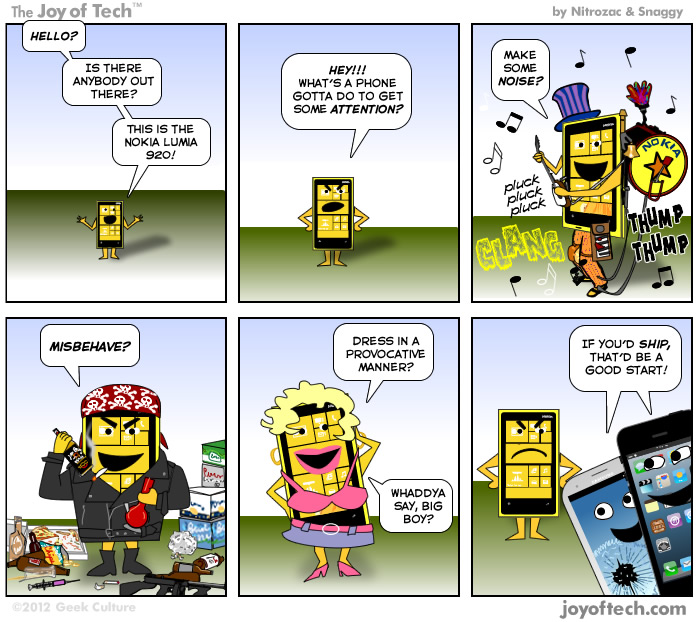 The Joy of Tech comic, What's a Nokia gotta do to get some attention?